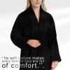 American Soft Linen Women’s Fleece Bathrobe Luxury Soft, Plush Robe for Women Cozy Spa Quality Adult Bathroom Lounge Robe(Black)