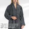American Soft Linen Women’s Fleece Bathrobe Luxury Soft, Plush Robe for Women Cozy Spa Quality Adult Bathroom Lounge Robe(Dark Gray)