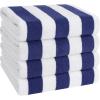 American Soft Linen Cabana Striped Beach Towels, 30×60 inch 4 Piece Oversize Pool Towels, Quick Drying Sand Free Swim Towels, Moss Green(Navy Blue)