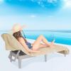 American Soft Linen Chaise Lounge Covers with Pocket, 86″x32″ Oversized Beach Pool Lounge Chair Towel, Beige(Beige Chair Towel)