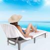 American Soft Linen Chaise Lounge Covers with Pocket, 86″x32″ Oversized Beach Pool Lounge Chair Towel, Beige(White Chair Towel)