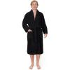 American Soft Linen Luxury Men’s Fleece Bathrobe Soft Warm Lightweight Plush Robe for Men Cozy Absorbent Spa Hotel Quality(Black)