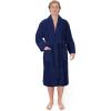 American Soft Linen Luxury Men’s Fleece Bathrobe Soft Warm Lightweight Plush Robe for Men Cozy Absorbent Spa Hotel Quality(Navy Blue)