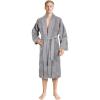 American Soft Linen Men’s 100% Cotton Terry Bathrobe – Soft, Absorbent, Quick Dry Turkish Robe for Men(Light Grey)