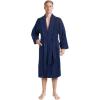 American Soft Linen Men’s 100% Cotton Terry Bathrobe – Soft, Absorbent, Quick Dry Turkish Robe for Men(Navy Blue)