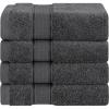 American Soft Linen Salem Turkish Bath Towel Set, 100% Cotton 600 GSM 6 Piece Towels for Bathroom, 2 Bath Towels 2 Hand Towels 2 Washcloths, White(Dark Gray)