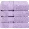 American Soft Linen Salem Turkish Bath Towel Set, 100% Cotton 600 GSM 6 Piece Towels for Bathroom, 2 Bath Towels 2 Hand Towels 2 Washcloths, White(Lilac)
