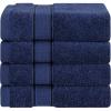 American Soft Linen Salem Turkish Bath Towel Set, 100% Cotton 600 GSM 6 Piece Towels for Bathroom, 2 Bath Towels 2 Hand Towels 2 Washcloths, White(Navy Blue)