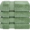 American Soft Linen Salem Turkish Bath Towel Set, 100% Cotton 600 GSM 6 Piece Towels for Bathroom, 2 Bath Towels 2 Hand Towels 2 Washcloths, White(Sage Green)