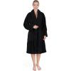 American Soft Linen Women’s Fleece Bathrobe Luxury Soft, Plush Robe for Women Cozy Spa Quality Adult Bathroom Lounge Robe(Black)