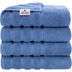 American Soft Linen 21×32 Fluffy Foamed Slip Reducer Bath Rug, Machine Washable Area Bath Mat Rugs for Bathroom, Navy Blue(Electric Blue)