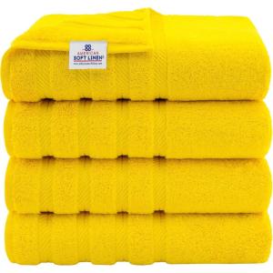 American Soft Linen 21×32 Fluffy Foamed Slip Reducer Bath Rug, Machine Washable Area Bath Mat Rugs for Bathroom, Navy Blue(Lemon Yellow)