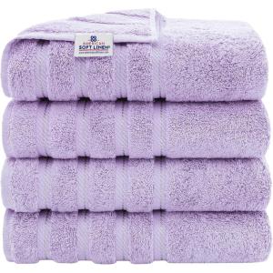 American Soft Linen 21×32 Fluffy Foamed Slip Reducer Bath Rug, Machine Washable Area Bath Mat Rugs for Bathroom, Navy Blue(Lilac)