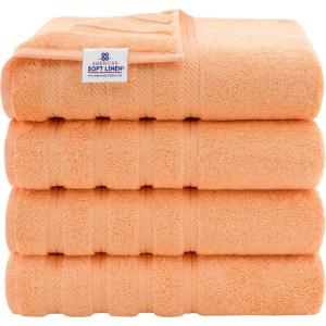 American Soft Linen 21×32 Fluffy Foamed Slip Reducer Bath Rug, Machine Washable Area Bath Mat Rugs for Bathroom, Navy Blue(Malibu Peach)