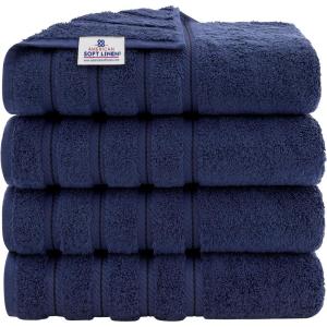 American Soft Linen 21×32 Fluffy Foamed Slip Reducer Bath Rug, Machine Washable Area Bath Mat Rugs for Bathroom, Navy Blue(Navy Blue)