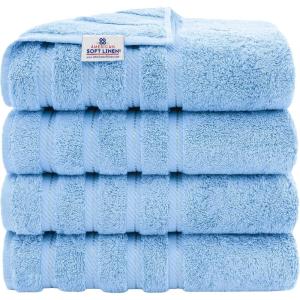 American Soft Linen 21×32 Fluffy Foamed Slip Reducer Bath Rug, Machine Washable Area Bath Mat Rugs for Bathroom, Navy Blue(Sky Blue)