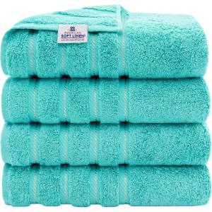 American Soft Linen 21×32 Fluffy Foamed Slip Reducer Bath Rug, Machine Washable Area Bath Mat Rugs for Bathroom, Navy Blue(Turquoise Blue)