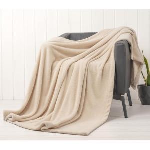American Soft Linen Bedding Fleece Blanket Throw Size 50×60 inch Plush Fuzzy Cozy Soft Blanket for Bed, Sofa, Couch, Navy Blue(Beige)