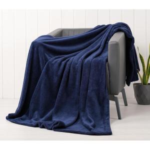 American Soft Linen Bedding Fleece Blanket Twin Size 60×80 inch Plush Fuzzy Cozy Soft Blanket for Bed, Sofa, Couch, Gray(Navy Blue)