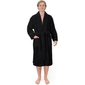 American Soft Linen Luxury Men’s Fleece Bathrobe Soft Warm Lightweight Plush Robe for Men Cozy Absorbent Spa Hotel Quality(Black)