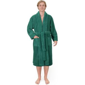 American Soft Linen Luxury Men’s Fleece Bathrobe Soft Warm Lightweight Plush Robe for Men Cozy Absorbent Spa Hotel Quality(Teal)