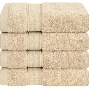 American Soft Linen Salem Turkish Bath Towel Set, 100% Cotton 600 GSM 6 Piece Towels for Bathroom, 2 Bath Towels 2 Hand Towels 2 Washcloths, White(Beige)