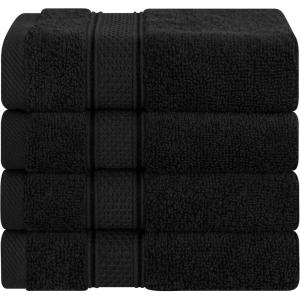 American Soft Linen Salem Turkish Bath Towel Set, 100% Cotton 600 GSM 6 Piece Towels for Bathroom, 2 Bath Towels 2 Hand Towels 2 Washcloths, White(Black)