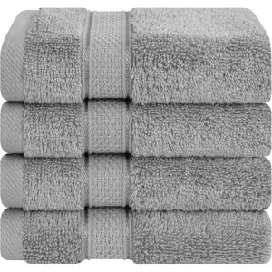 American Soft Linen Salem Turkish Bath Towel Set, 100% Cotton 600 GSM 6 Piece Towels for Bathroom, 2 Bath Towels 2 Hand Towels 2 Washcloths, White(Cool Grey)