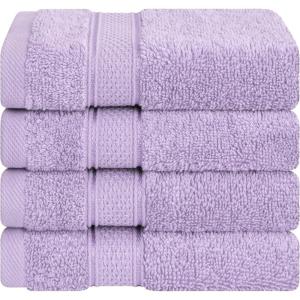 American Soft Linen Salem Turkish Bath Towel Set, 100% Cotton 600 GSM 6 Piece Towels for Bathroom, 2 Bath Towels 2 Hand Towels 2 Washcloths, White(Lilac)