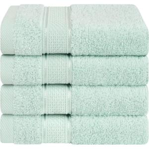 American Soft Linen Salem Turkish Bath Towel Set, 100% Cotton 600 GSM 6 Piece Towels for Bathroom, 2 Bath Towels 2 Hand Towels 2 Washcloths, White(Mint Green)