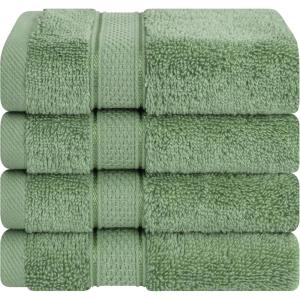 American Soft Linen Salem Turkish Bath Towel Set, 100% Cotton 600 GSM 6 Piece Towels for Bathroom, 2 Bath Towels 2 Hand Towels 2 Washcloths, White(Sage Green)