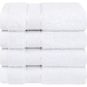 American Soft Linen Salem Turkish Bath Towel Set, 100% Cotton 600 GSM 6 Piece Towels for Bathroom, 2 Bath Towels 2 Hand Towels 2 Washcloths, White(Snow White)