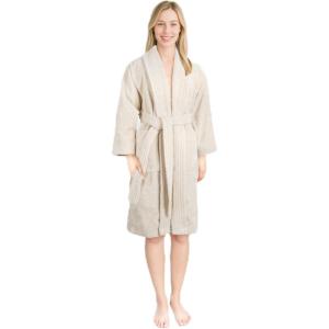 American Soft Linen Women’s 100% Cotton Terry Bathrobe – Soft, Absorbent, Quick Dry Turkish Robes for Women Quality Housecoat(Beige)
