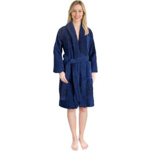 American Soft Linen Women’s 100% Cotton Terry Bathrobe – Soft, Absorbent, Quick Dry Turkish Robes for Women Quality Housecoat(Navy Blue)