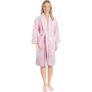 American Soft Linen Women’s 100% Cotton Terry Bathrobe – Soft, Absorbent, Quick Dry Turkish Robes for Women Quality Housecoat(Pink)