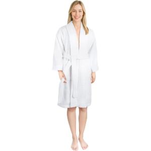 American Soft Linen Women’s 100% Cotton Terry Bathrobe – Soft, Absorbent, Quick Dry Turkish Robes for Women Quality Housecoat(White)