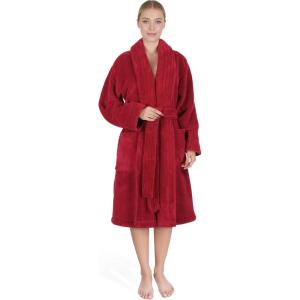 American Soft Linen Women’s Fleece Bathrobe Luxury Soft, Plush Robe for Women Cozy Spa Quality Adult Bathroom Lounge Robe(Burgundy Red)