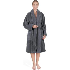 American Soft Linen Women’s Fleece Bathrobe Luxury Soft, Plush Robe for Women Cozy Spa Quality Adult Bathroom Lounge Robe(Dark Gray)