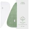 American Soft Linen 100% Cotton Hair Towels for Women, Head Towel Cap, Cotton Hair Turban Towel Wrap for Long Curly Anti Frizz Hair, Soft and Absorbent Cotton Hair Towels 2 Pack, Navy Blue(White – Sage)