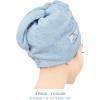 American Soft Linen 100% Cotton Hair Towels for Women, Head Towel Cap, Cotton Hair Turban Towel Wrap for Long Curly Anti Frizz Hair, Soft and Absorbent Cotton Hair Towels 2 Pack, Navy Blue(Sky Blue)