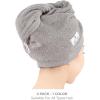 American Soft Linen 100% Cotton Hair Towels for Women, Head Towel Cap, Cotton Hair Turban Towel Wrap for Long Curly Anti Frizz Hair, Soft and Absorbent Cotton Hair Towels 2 Pack, Navy Blue(Light Grey)