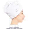 American Soft Linen 100% Cotton Hair Towels for Women, Head Towel Cap, Cotton Hair Turban Towel Wrap for Long Curly Anti Frizz Hair, Soft and Absorbent Cotton Hair Towels 2 Pack, Navy Blue(White – Sage)