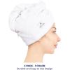 American Soft Linen 100% Cotton Hair Towels for Women, Head Towel Cap, Cotton Hair Turban Towel Wrap for Long Curly Anti Frizz Hair, Soft and Absorbent Cotton Hair Towels 2 Pack, Navy Blue(White)