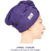 American Soft Linen 100% Cotton Hair Towels for Women, Head Towel Cap, Cotton Hair Turban Towel Wrap for Long Curly Anti Frizz Hair, Soft and Absorbent Cotton Hair Towels 2 Pack, Navy Blue(Purple – Black)