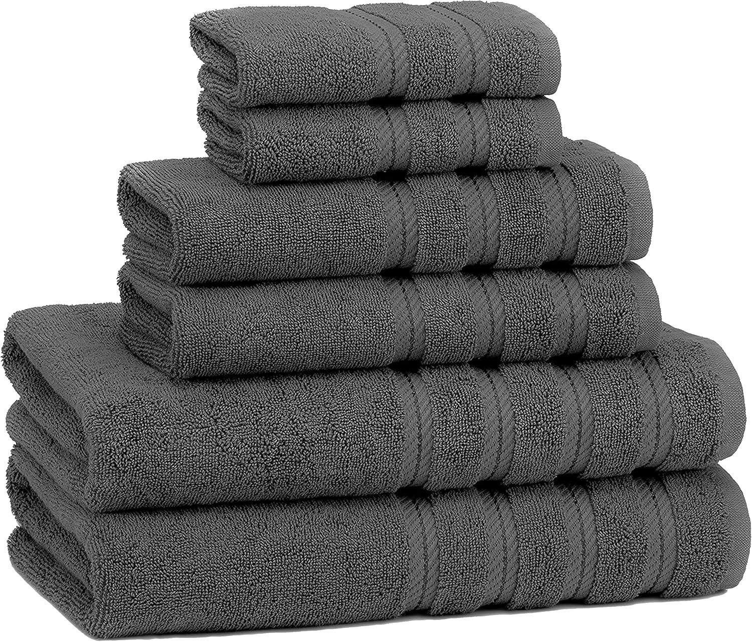 imageAmerican Soft Linen 100 Carde Cotton 6 Piece Towel Set 590 GSM Heavy Weight Soft Absorbent Turkish Towels for Bathroom Smoke GreySmoke Gray