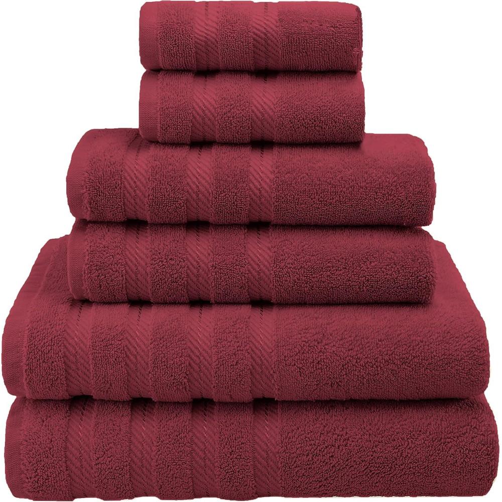 imageAmerican Soft Linen 100 Carde Cotton 6 Piece Towel Set 590 GSM Heavy Weight Soft Absorbent Turkish Towels for Bathroom Smoke GreyBordeaux