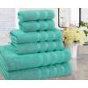 American Soft Linen 100% Carde Cotton 6 Piece Towel Set, 590 GSM Heavy Weight Soft Absorbent Turkish Towels for Bathroom, Smoke Grey(Turquoise)