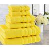 American Soft Linen 100% Carde Cotton 6 Piece Towel Set, 590 GSM Heavy Weight Soft Absorbent Turkish Towels for Bathroom, Smoke Grey(Yellow)