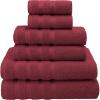 American Soft Linen 100% Carde Cotton 6 Piece Towel Set, 590 GSM Heavy Weight Soft Absorbent Turkish Towels for Bathroom, Smoke Grey(Bordeaux)