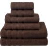 American Soft Linen 100% Carde Cotton 6 Piece Towel Set, 590 GSM Heavy Weight Soft Absorbent Turkish Towels for Bathroom, Smoke Grey(Chocolate Brown)